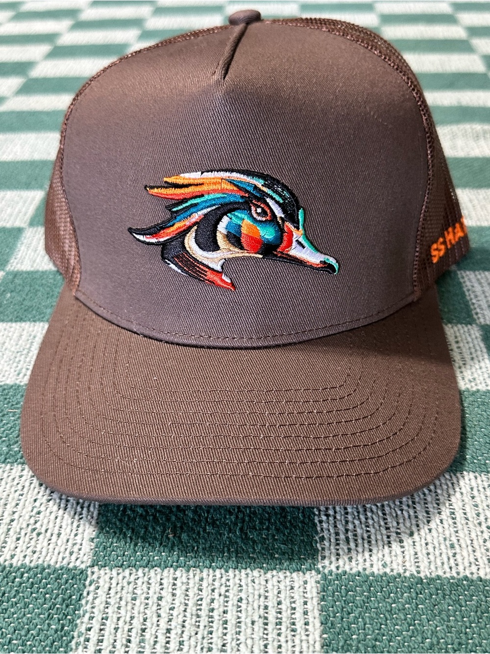 Richi Hat By Southern String Hat Co Mallard Duck Brown Trucker